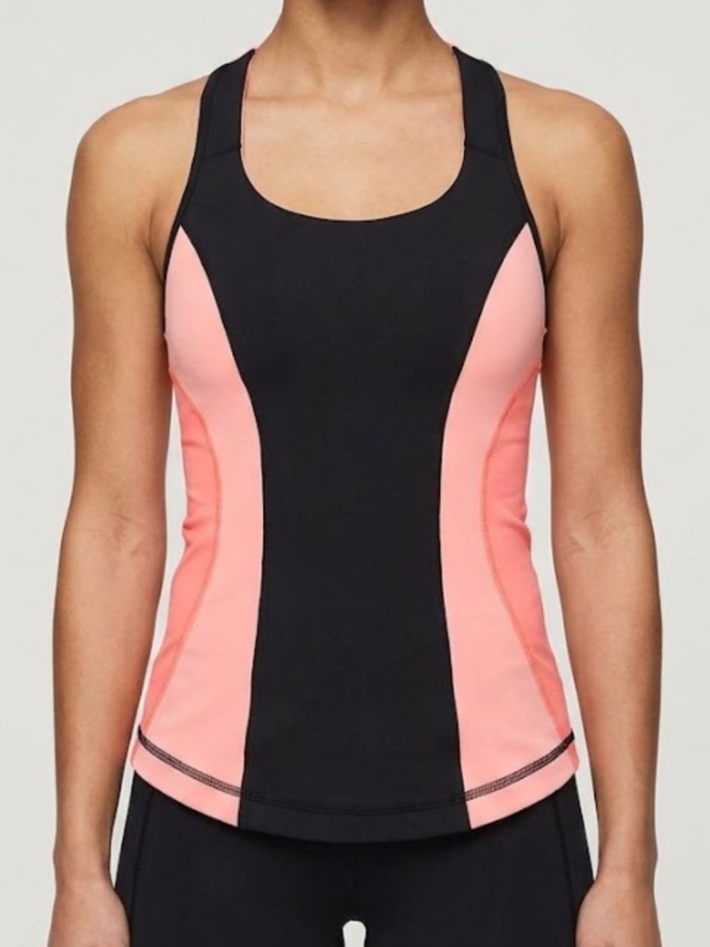 lululemon athletica 2 Color Block Racerback Tank Top Pink Black Scoop Neck